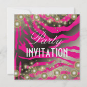 Zebra-Party Einladungen, Champagnerblasen Einladung (Vorderseite)