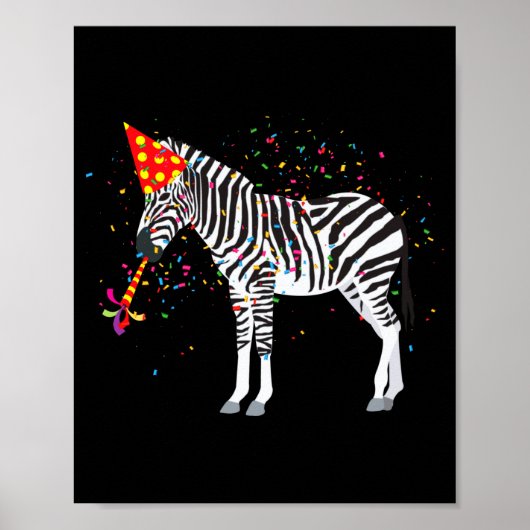 Zebra Partying Animals Having A Party Poster (Vorne)