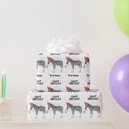 Zebra Partying - Tiere bei der Geburtstagsparty Geschenkpapier