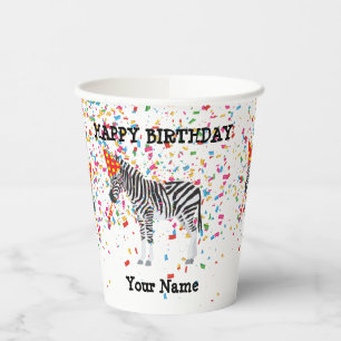 Zebra Partying - Tiere bei der Geburtstagsparty Pappbecher