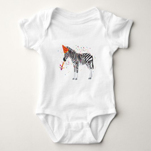 Zebra Partying - Tiere mit Party Baby Strampler (Vorderseite)