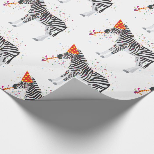 Zebra Partying - Tiere mit Party Geschenkpapier (Ecke)