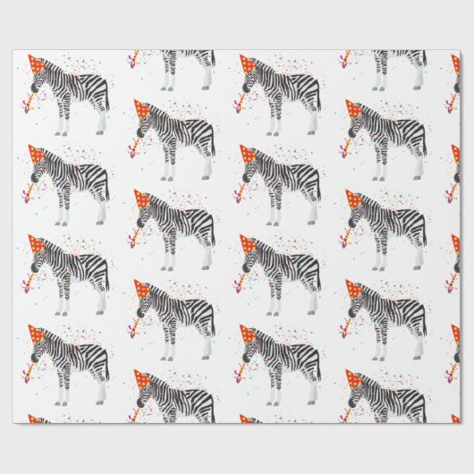 Zebra Partying - Tiere mit Party Geschenkpapier (Flach)
