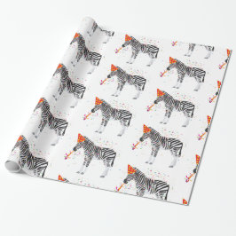 Zebra Partying - Tiere mit Party Geschenkpapier