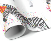 Zebra Partying - Tiere mit Party Geschenkpapier (Rolleneckpunkt)