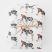 Zebra Partying - Tiere mit Party Geschenkpapier Set (Beispiel)