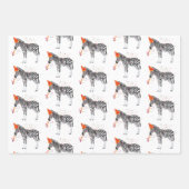 Zebra Partying - Tiere mit Party Geschenkpapier Set (Vorderseite)