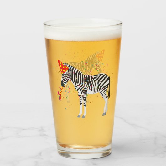 Zebra Partying - Tiere mit Party Glas (Vorne (Gefüllt))