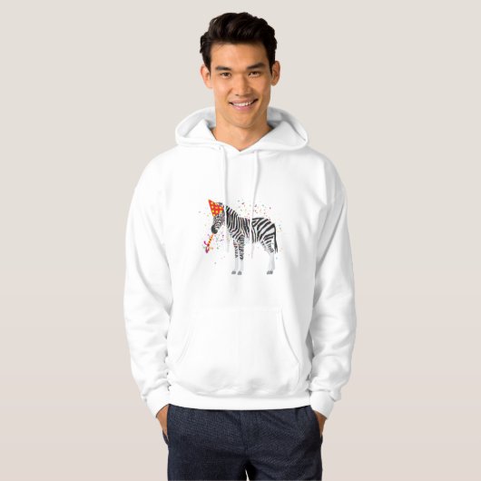 Zebra Partying - Tiere mit Party Hoodie (Vorne ganz)