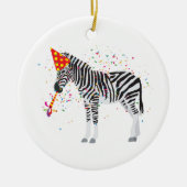 Zebra Partying - Tiere mit Party Keramik Ornament (Vorne)