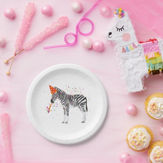 Zebra Partying - Tiere mit Party Pappteller (Party)