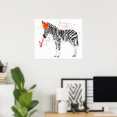 Zebra Partying - Tiere mit Party Poster (Heimbüro)