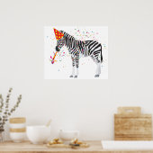 Zebra Partying - Tiere mit Party Poster (Küche)