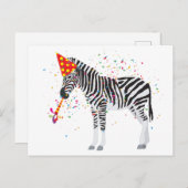 Zebra Partying - Tiere mit Party Postkarte (Vorne/Hinten)