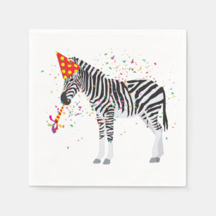 Zebra Partying - Tiere mit Party Serviette