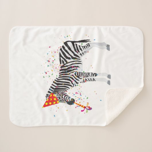 Zebra Partying - Tiere mit Party Sherpadecke (Vorderseite (Horizontal))