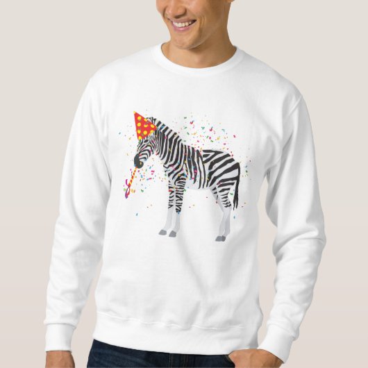Zebra Partying - Tiere mit Party Sweatshirt (Vorderseite)