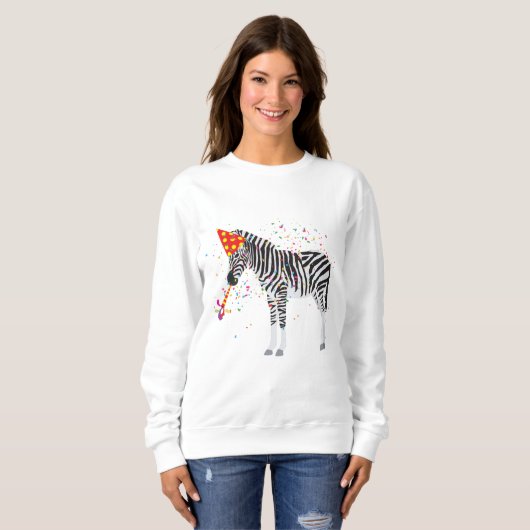 Zebra Partying - Tiere mit Party Sweatshirt (Vorne ganz)