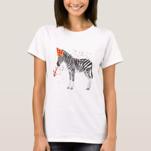 Zebra Partying - Tiere mit Party T-Shirt