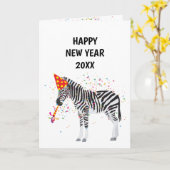 Zebra Partying - Tierurlaub Neue Jahre Karte (Gelbe Blume)