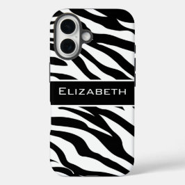 Zebra Pattern Black and White Personalized iPhone 16 Hülle