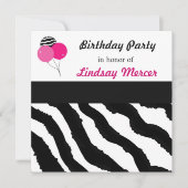 Zebra Pattern Einladung zum Geburtstag (Vorderseite)