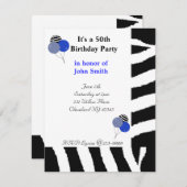 Zebra Pattern Fiftieth Birthday Einladung (Vorne/Hinten)