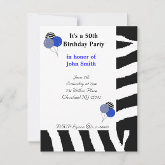 Zebra Pattern Fiftieth Birthday Einladung