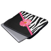 Zebra Pattern Girly Pink Daisy Laptopschutzhülle (Vorne Knopf)