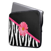 Zebra Pattern Girly Pink Daisy Laptopschutzhülle (Vorderseite Links)