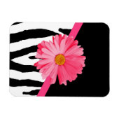 Zebra Pattern Girly Pink Daisy Magnet (Horizontal)