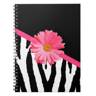 Zebra Pattern Girly Pink Daisy Notizblock