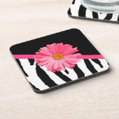 Zebra Pattern Girly Pink Daisy Untersetzer (Linke Seite)