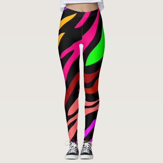 Zebra Pattern Girly Trendy Mode Leggings (Vorderseite)