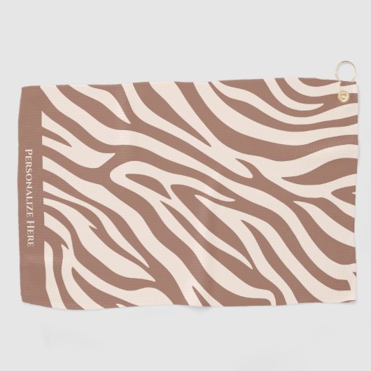 Zebra Pattern-Mocha Mousse Golfhandtuch (Horizontal)