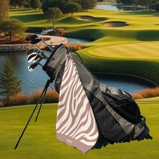 Zebra Pattern-Mocha Mousse Golfhandtuch