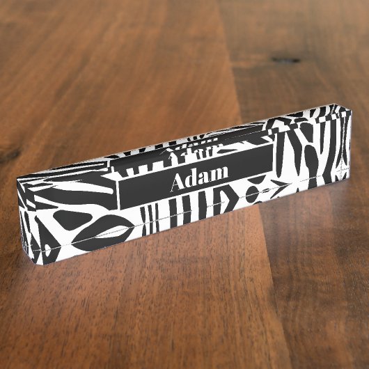 Zebra Pattern Namensplakette (Seite)