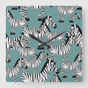 Zebra Pattern Quadratische Wanduhr