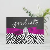 Zebra Pattern Rustic Chalkboard Graduate Script Einladung (Stehend Vorderseite)