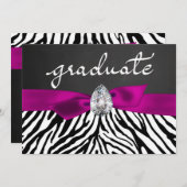 Zebra Pattern Rustic Chalkboard Graduate Script Einladung (Vorne/Hinten)