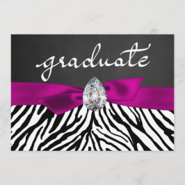 Zebra Pattern Rustic Chalkboard Graduate Script Einladung