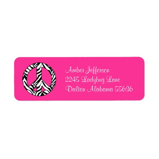 Zebra Peace Sign Address Labels (Vorne)