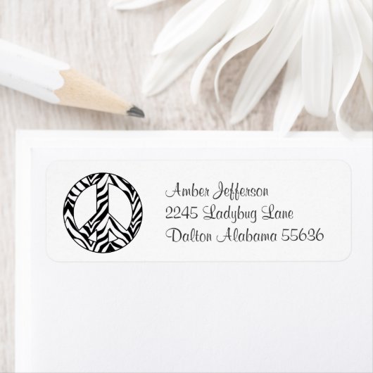 Zebra Peace Sign Address Labels (Insitu)