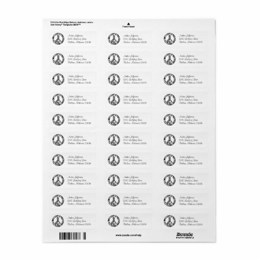 Zebra Peace Sign Address Labels (Vorne)