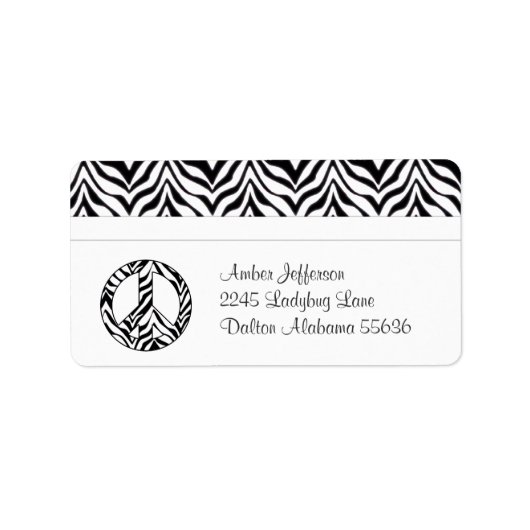 Zebra Peace Sign Address Labels Adressaufkleber (Vorne)