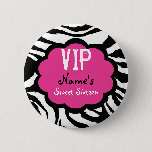 Zebra personalisiertes Gastgeschenk VIP 16. Button (Vorderseite)