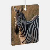 Zebra Personalize Name Foto Christmas Ornament Aus Metall (Vorderseite Rechts)