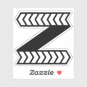 Zebra-Pfeil Stil Buchstabe Z Monogramm Aufkleber (Blatt)