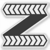 Zebra-Pfeil Stil Buchstabe Z Monogramm Aufkleber (Vorderseite)