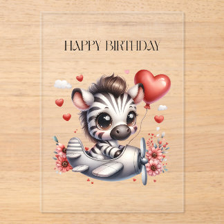 Zebra-Pilot-Geburtstag Acryleinladungen